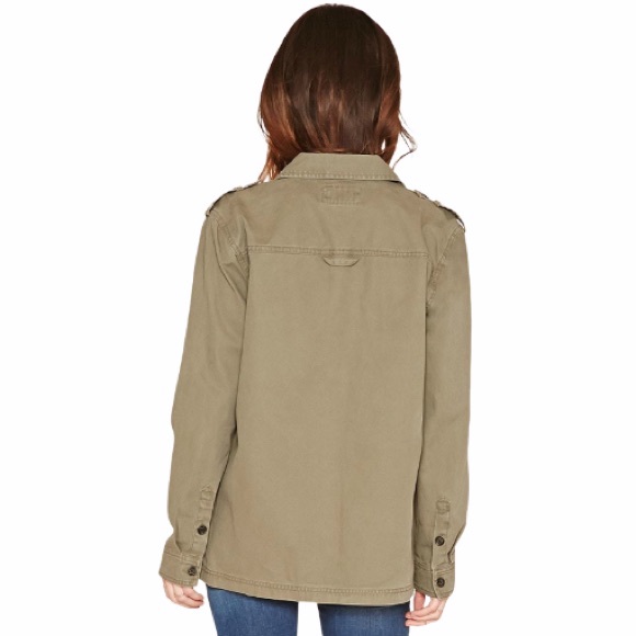 Forever 21 Army Green Women's Blue Troop Patch Utility Jacket - Picture 2 of 8